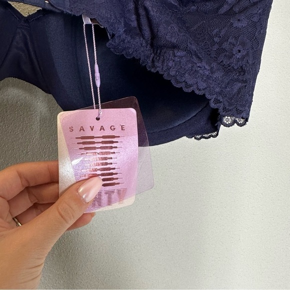 Savage x Fenty Allover Lace Bra Floral Deep Navy Adjustable Size 42DDD Women’s - Picture 8 of 12